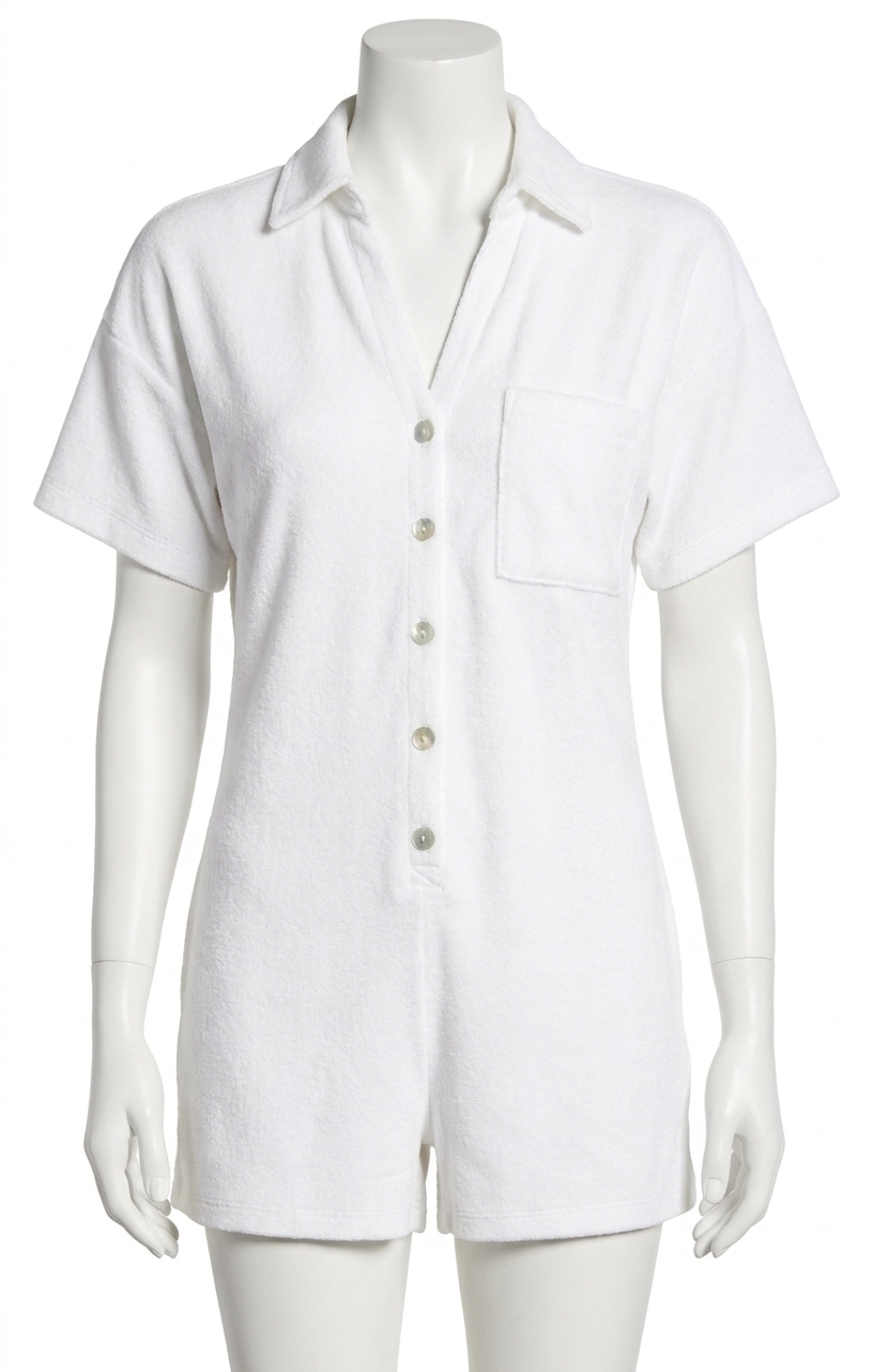 New Z Supply Azur Loop Terry Romper In White